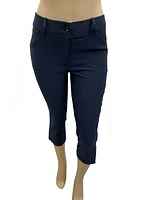 Pantalon capri à poches et boutons latéraux