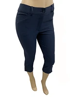 Pantalon capri à poches et boutons latéraux