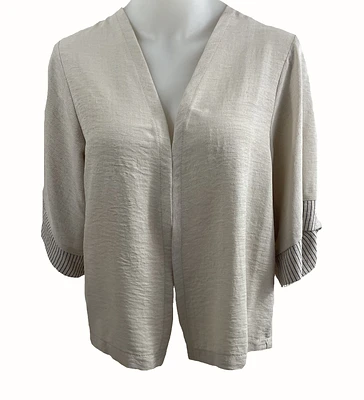 Cardigan texturé aux bouts de manches rayés