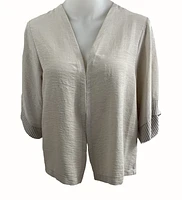 Cardigan texturé aux bouts de manches rayés