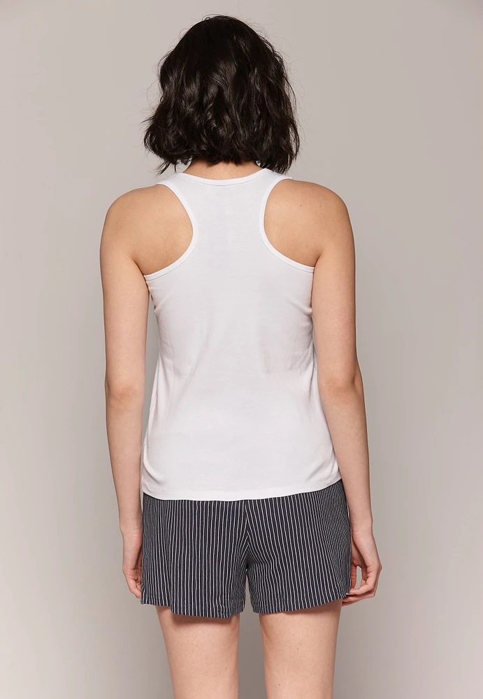 Pyjama-short 100% coton rayé avec camisole T-back