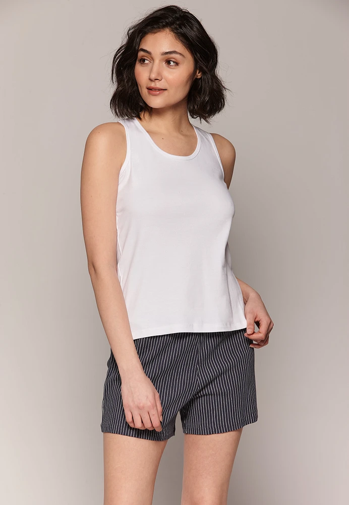 Pyjama-short 100% coton rayé avec camisole T-back