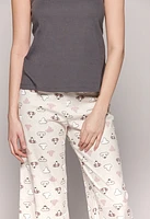 Pyjama 100% coton camisole unie/pantalon imprimé chiens