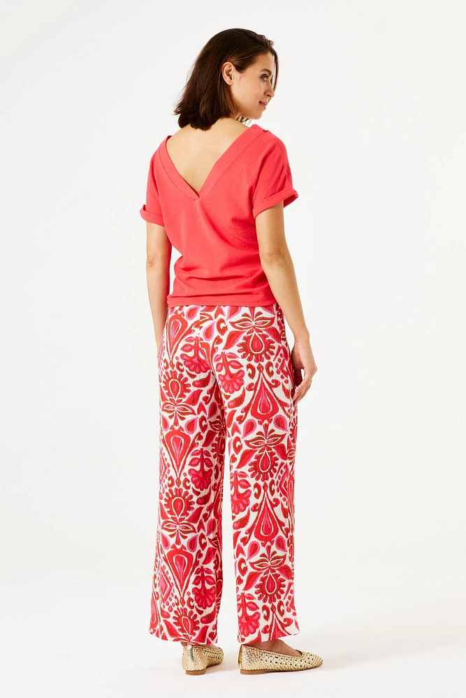 Pantalon palazzo texturé