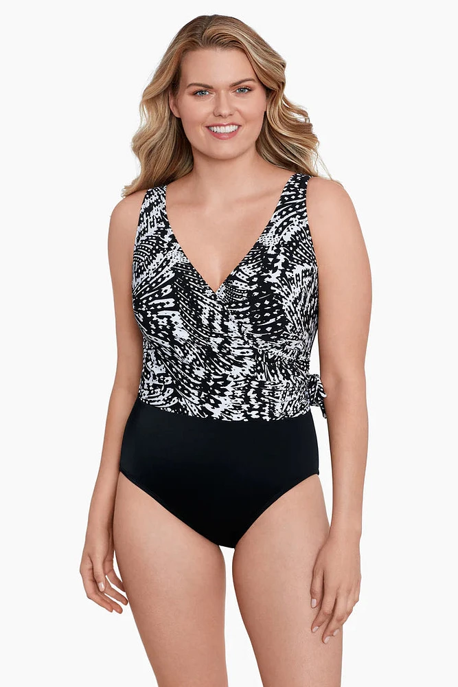 Maillot 1 pc cache-cœur drapé et noué sur le côté Flutter