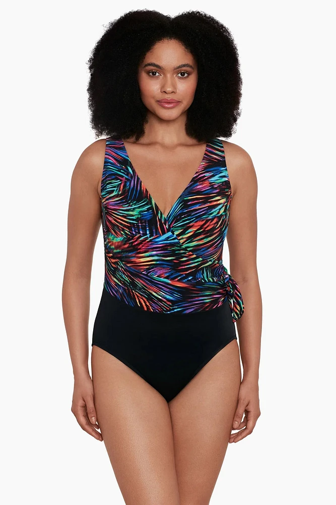 Maillot 1 pc cache-cœur imp. arc en ciel