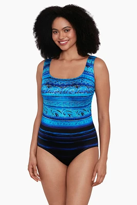 Maillot 1p imp. multi croisé à l'arrière Coastal Living