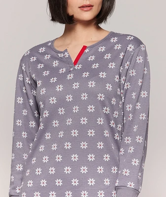 Robe de nuit à manches longues en jacquard imprimé flocons