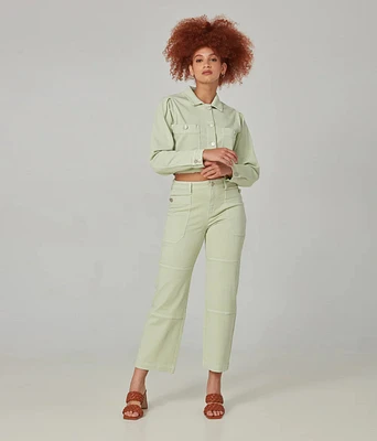 Pantalon cargo à taille haute crème de lime