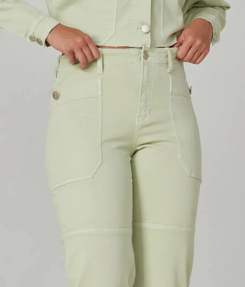 Pantalon cargo à taille haute crème de lime