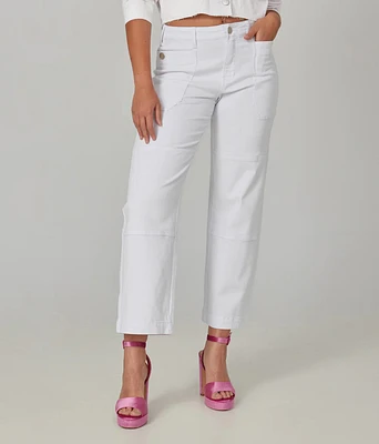 Pantalon cargo à taille haute blanc