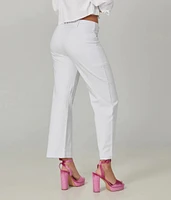 Pantalon cargo à taille haute blanc