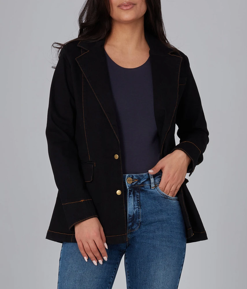 Veste-blazer en jean extensible avec coutures contrastantes