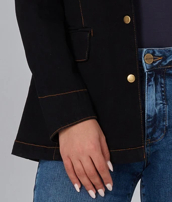 Veste-blazer en jean extensible avec coutures contrastantes