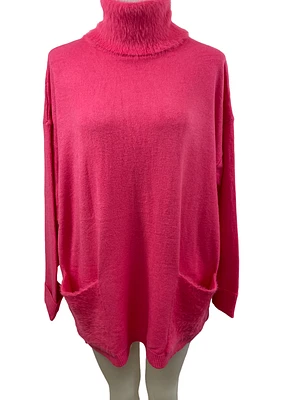 Chandail en tricot au col/poches angora