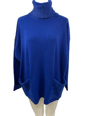 Chandail en tricot au col/poches angora