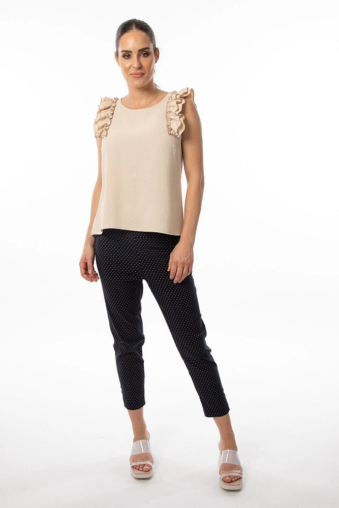 Textured sleeveless Top with frills