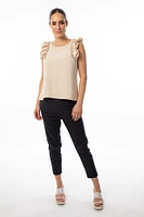 Textured sleeveless Top with frills