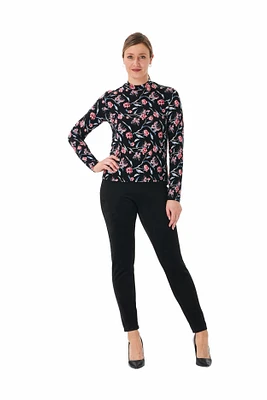 Blouse imprimée papillons et fleurs