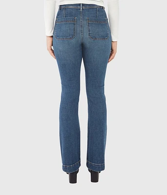 Pantalon bootcut à taille haute en jean extensible et durable