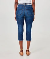 Pantalon capri à taille haute en jean extensible et durable