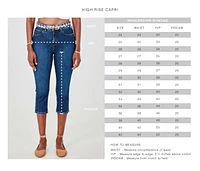 Pantalon capri à taille haute en jean extensible et durable