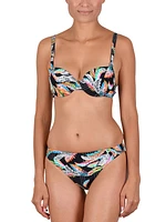 Ensemble maillot bikini coussiné imprimé de plumes