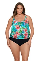 Haut de maillot tankini-blouson séparé imp. Taste of Tropic - Tailles Plus