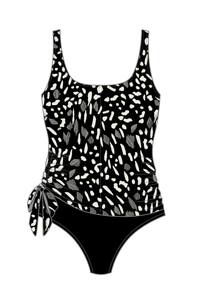 1-piece fauxkini swimsuit Jungle dot - Sizes Plus