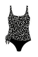 1-piece fauxkini swimsuit Jungle dot - Sizes Plus