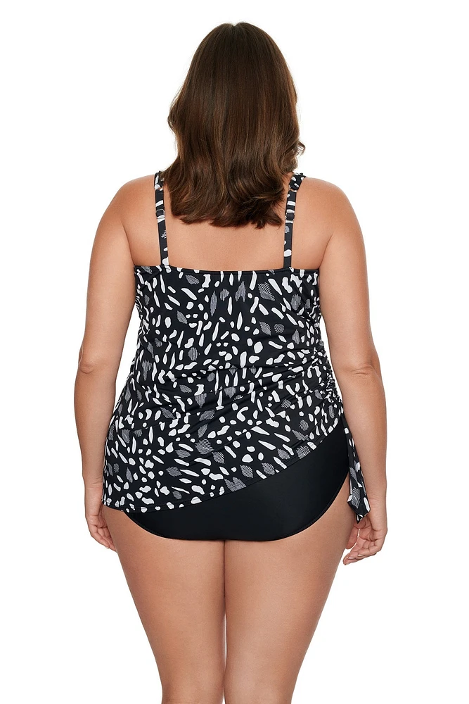 1-piece fauxkini swimsuit Jungle dot - Sizes Plus