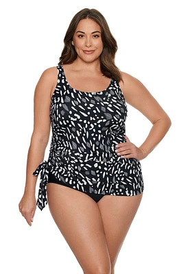 1-piece fauxkini swimsuit Jungle dot - Sizes Plus