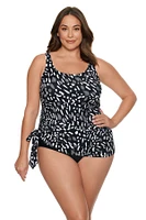 1-piece fauxkini swimsuit Jungle dot - Sizes Plus