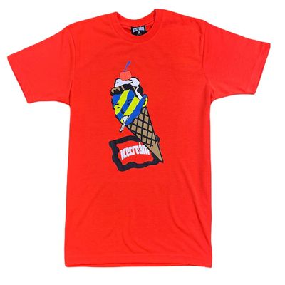 Ice Cream Cone Man Short Sleeve T Shirt (Neon Red) 411-8206