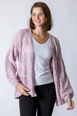 Le cardigan en tricot ajouré 2 tons