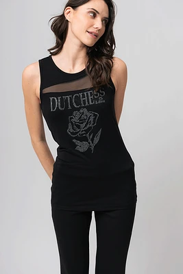 La camisole avec strass insertion de mesh