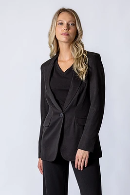 Le blazer long à épaulettes 1 bouton