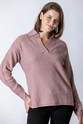 Tricot ample col V style polo