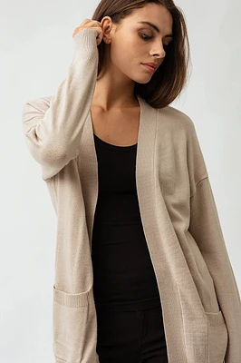 Le cardigan uni mi-long