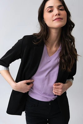 Le blazer manche à revers contraste