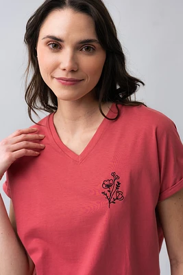 Le t-shirt basique broderie florale