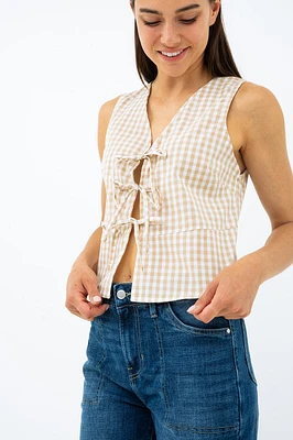 La camisole à carreaux attache boucles