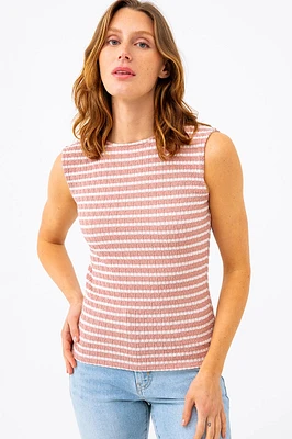 La camisole texturée à rayures