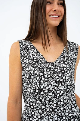La camisole fleurie noir & blanc
