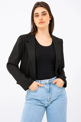Le blazer uni écourté