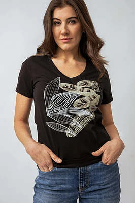 Le t-shirt basique imprimé feuillage