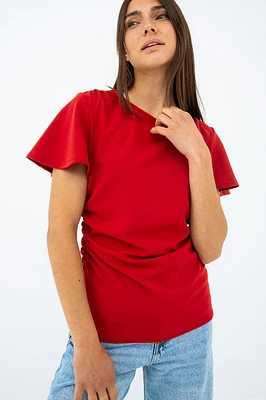 Le t-shirt uni manche courte évasée