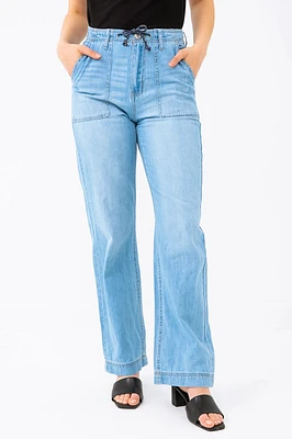 Le jeans bleu jambe large | Modèle Lily