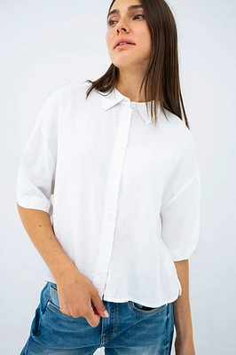La blouse ample manche courte mélange de lin par Vero Moda