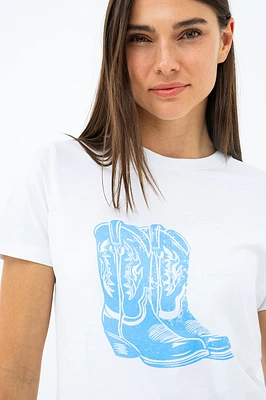 Le t-shirt imprimé bottes de cowboy